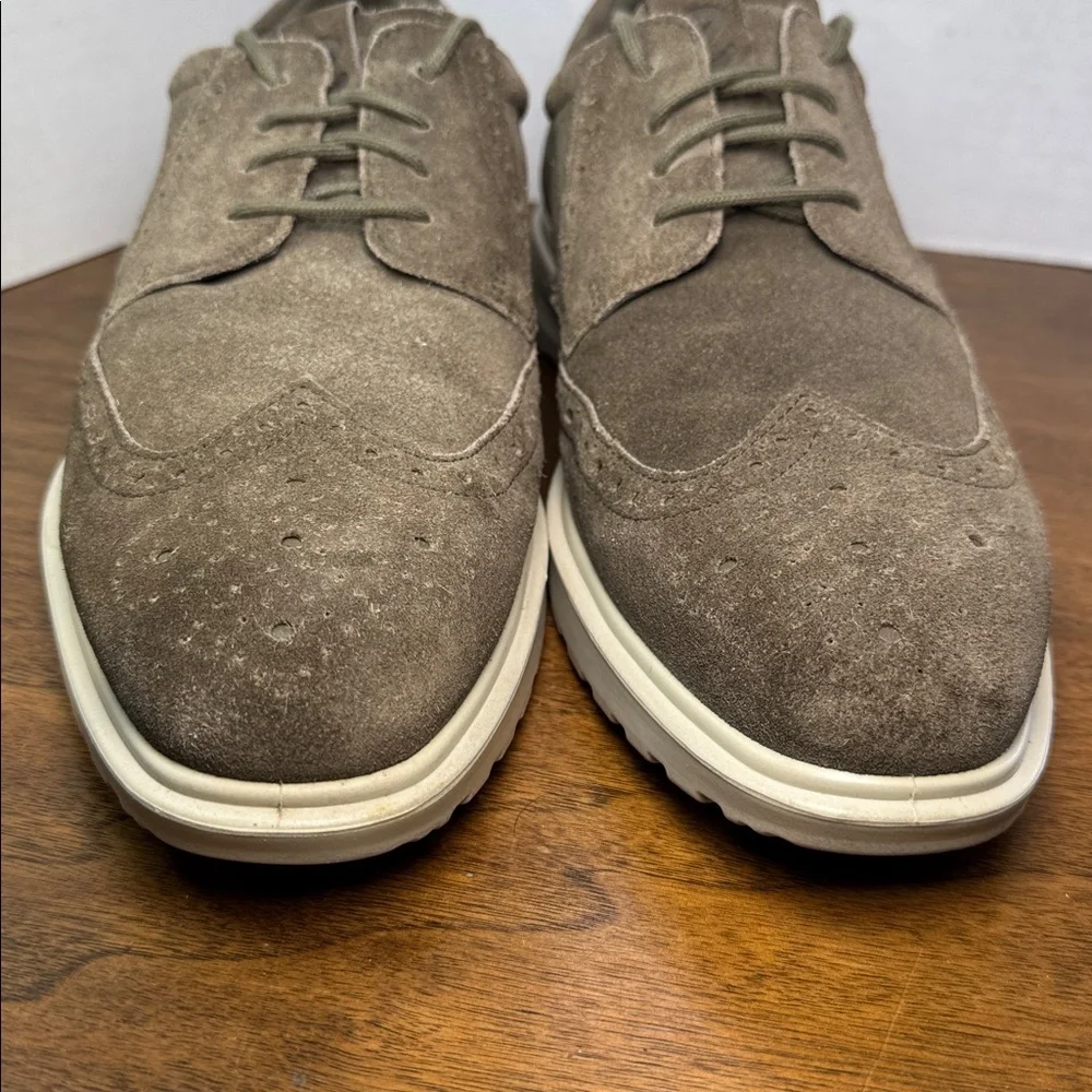 Ecco Mens Hybrid Wingtip Tie Suede Oxford Shoes Sneakers, Grey Brown, sz 43 / 9